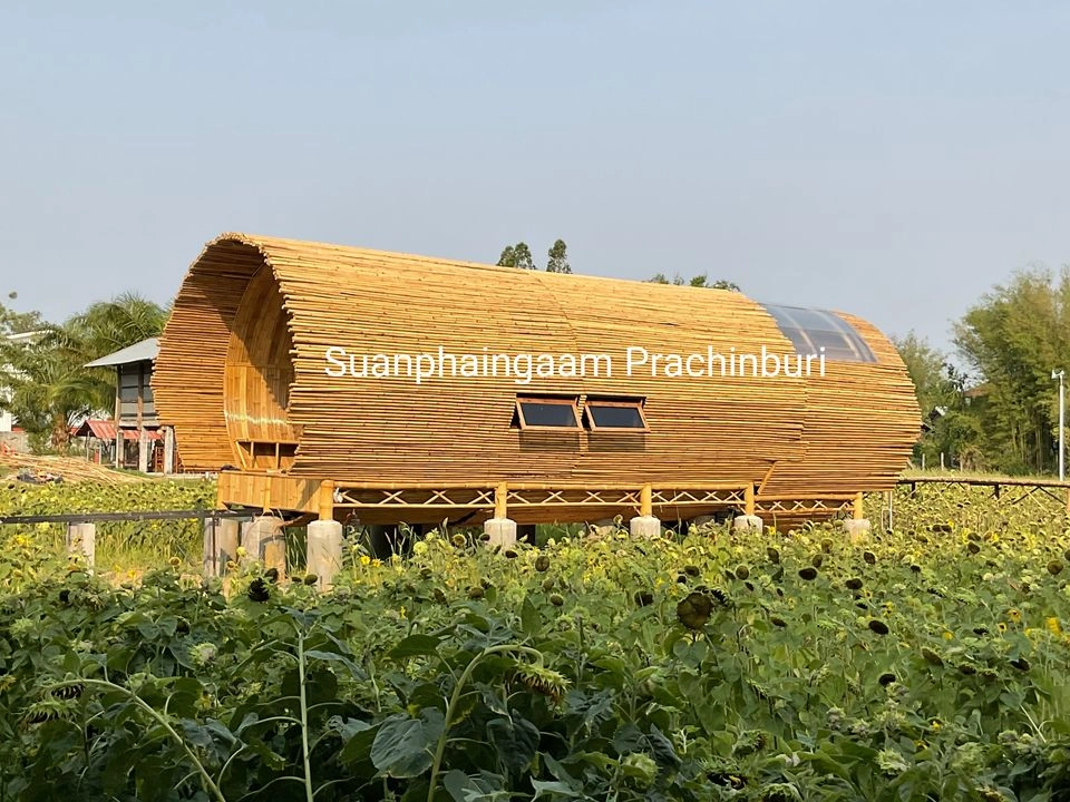 บ้านไม้ไผ่ทรงแคปซุลติดแอร์ได้ รับประกันมอด
